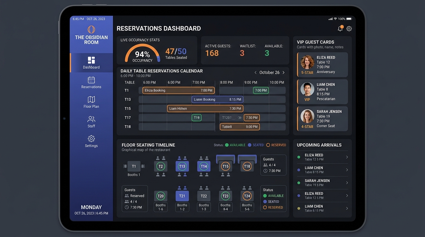 Dashboard de Hostess y Reservas de Mesa