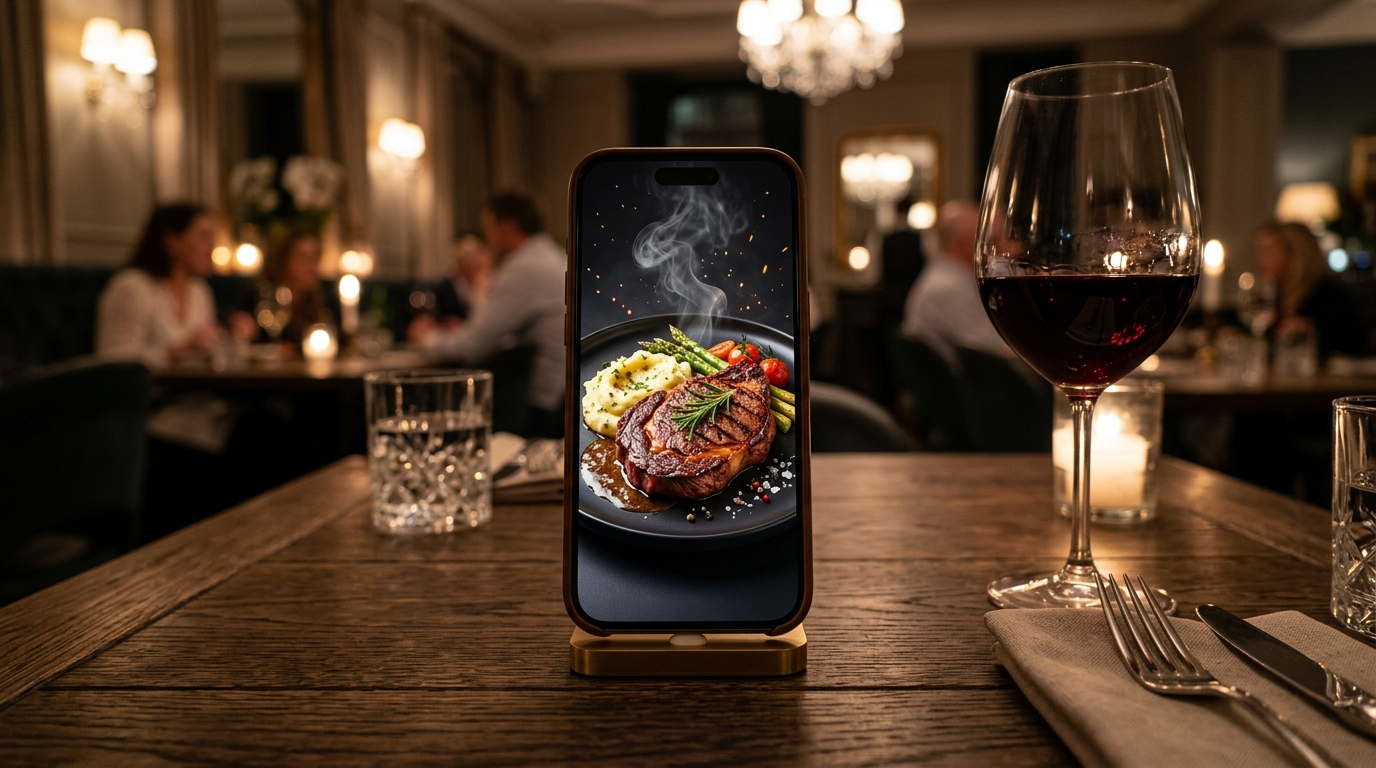Experiencia Inmersiva 3D con Humo y Maridaje en Mesa de Restaurante